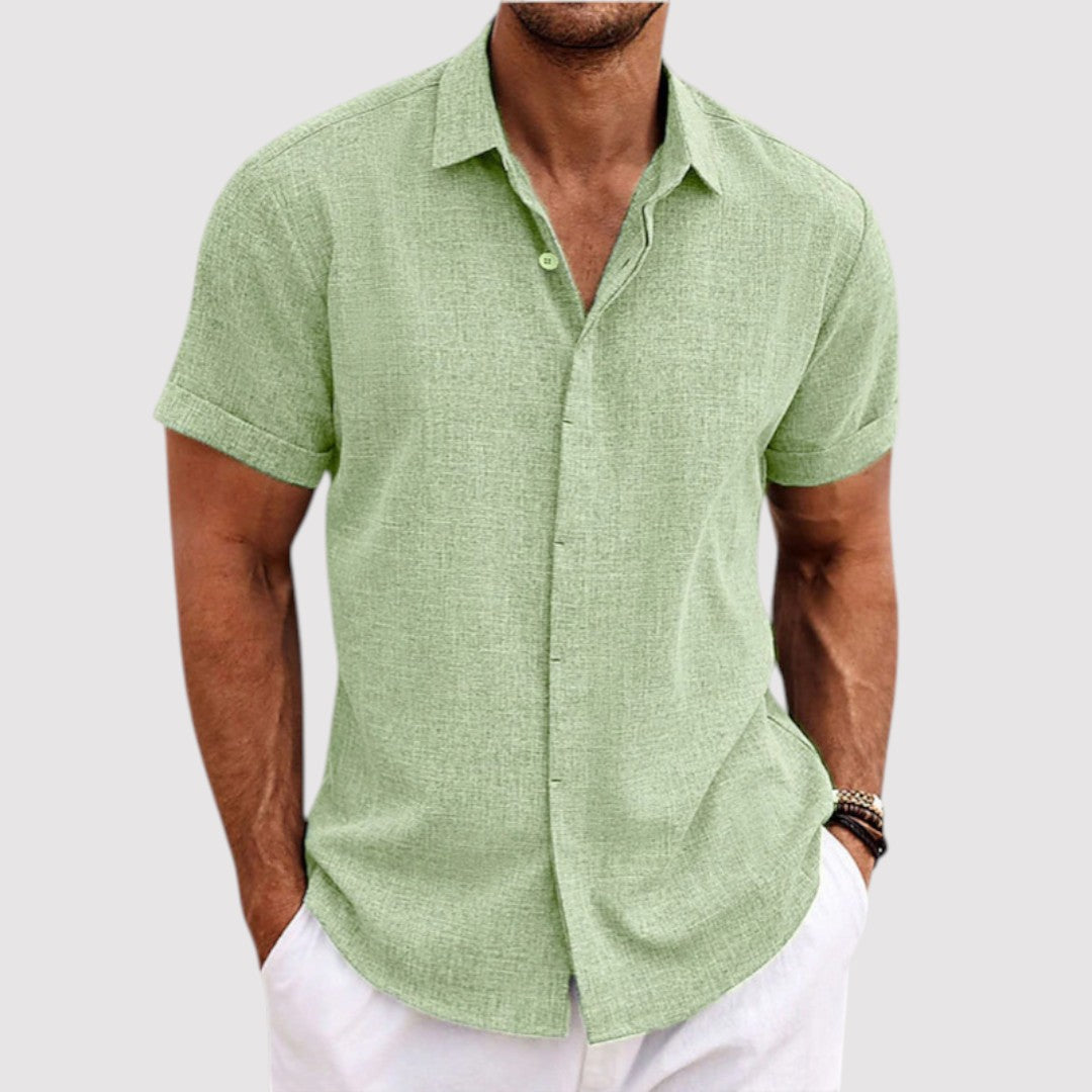 XANDER リネンブレンド半袖シャツ