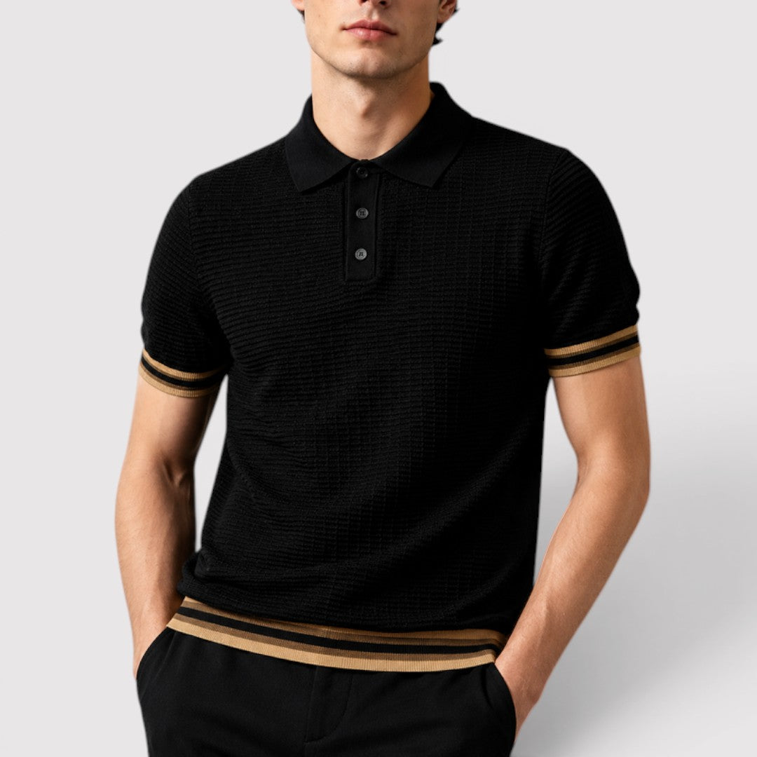 JEROEN ワッフルニットのポロシャツ