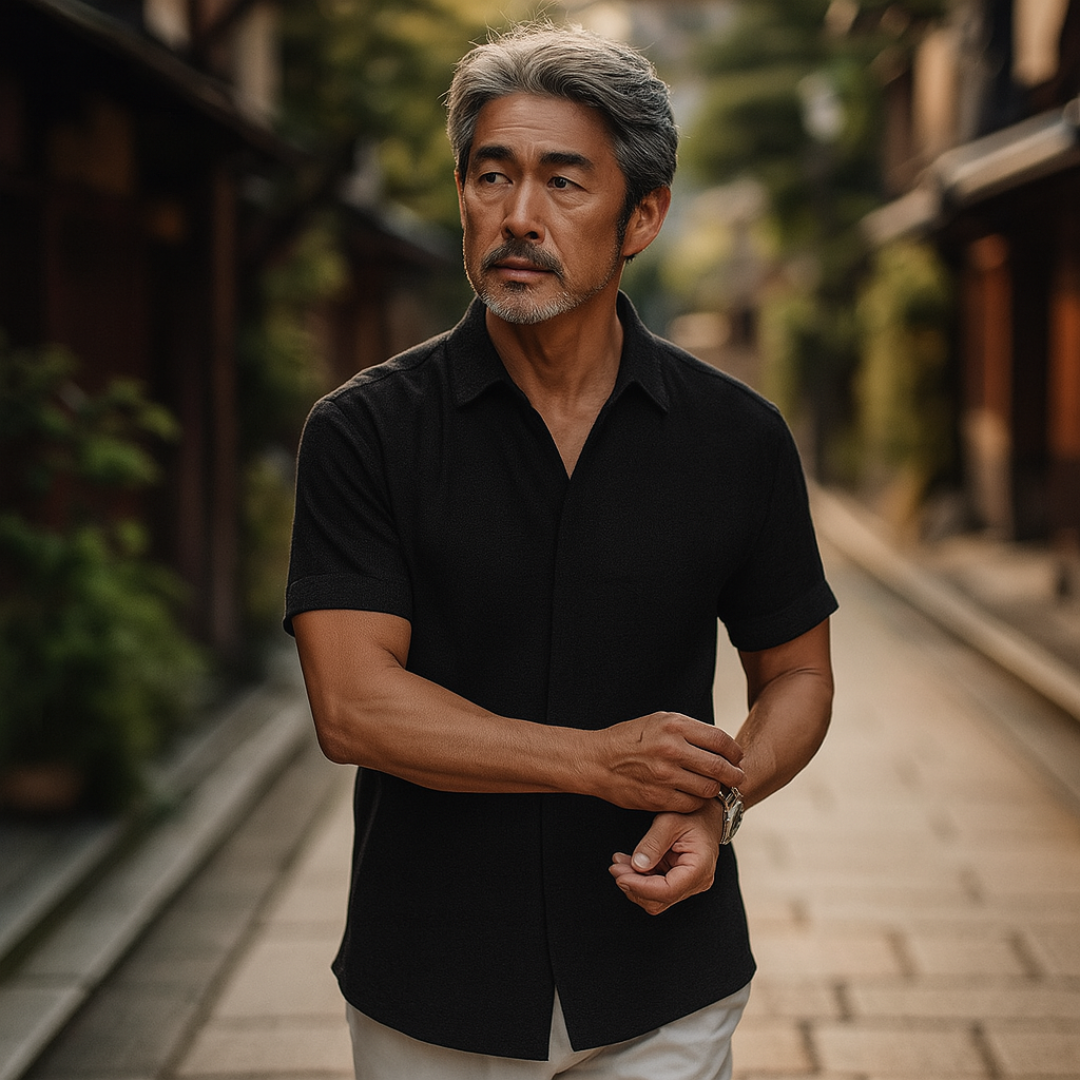 XANDER リネンブレンド半袖シャツ