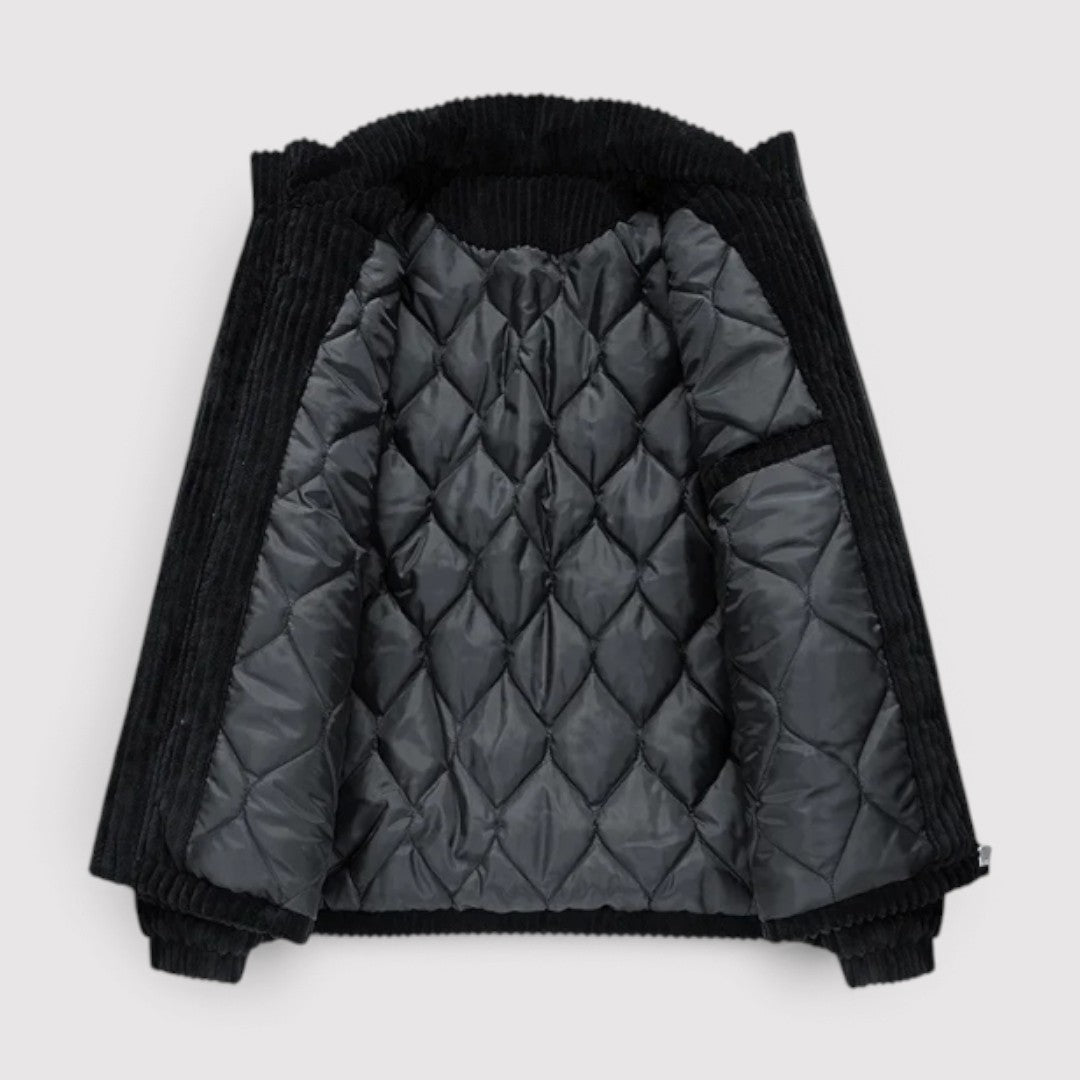 DYNAREK コーデュロイのパッド入りスタンドカラージャケット