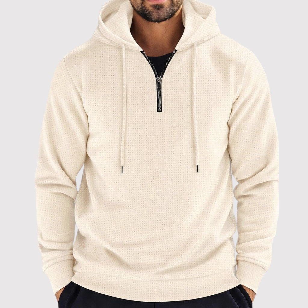 VADRO ワッフルニットのハーフジップフーディー