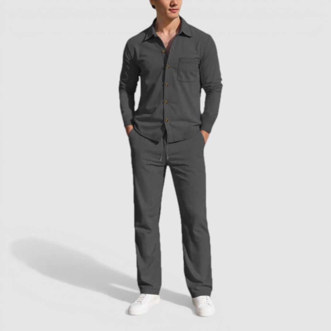 LONZANO 軽量コーデュロイのシャツ&パンツセット