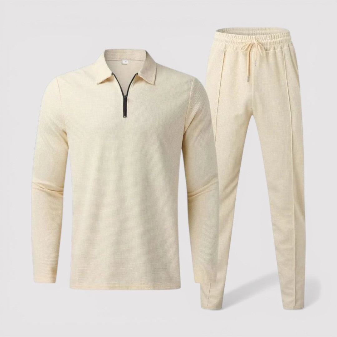 GENTRY ワッフルニットのハーフジップトップス&パンツセット