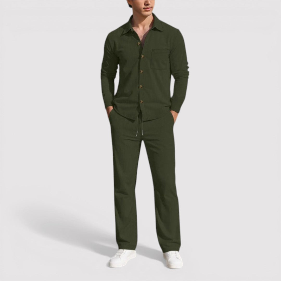 LONZANO 軽量コーデュロイのシャツ&パンツセット