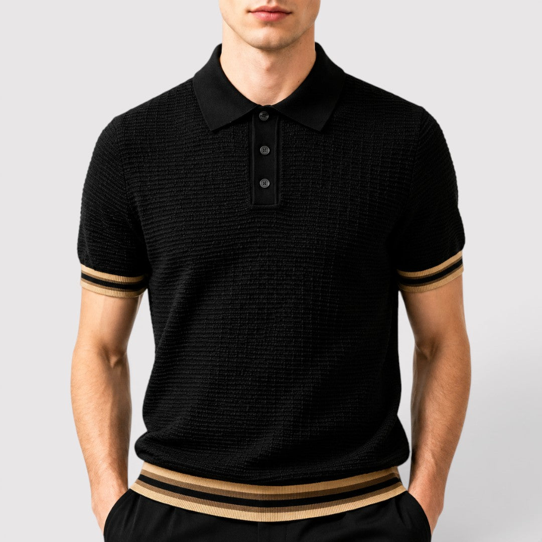 JEROEN ワッフルニットのポロシャツ