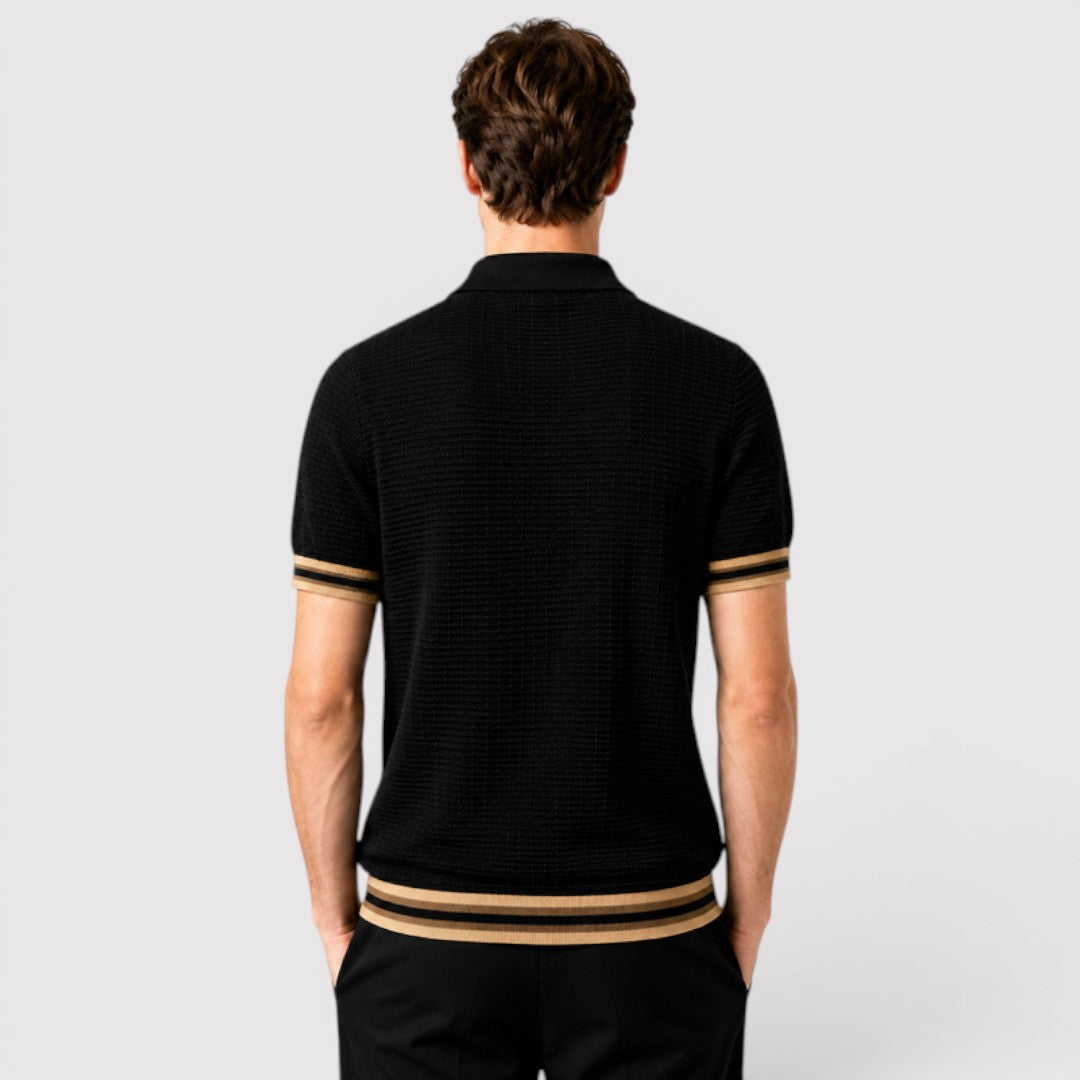 JEROEN ワッフルニットのポロシャツ