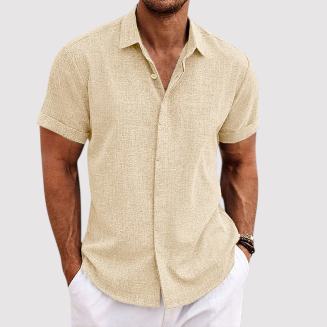 XANDER リネンブレンド半袖シャツ
