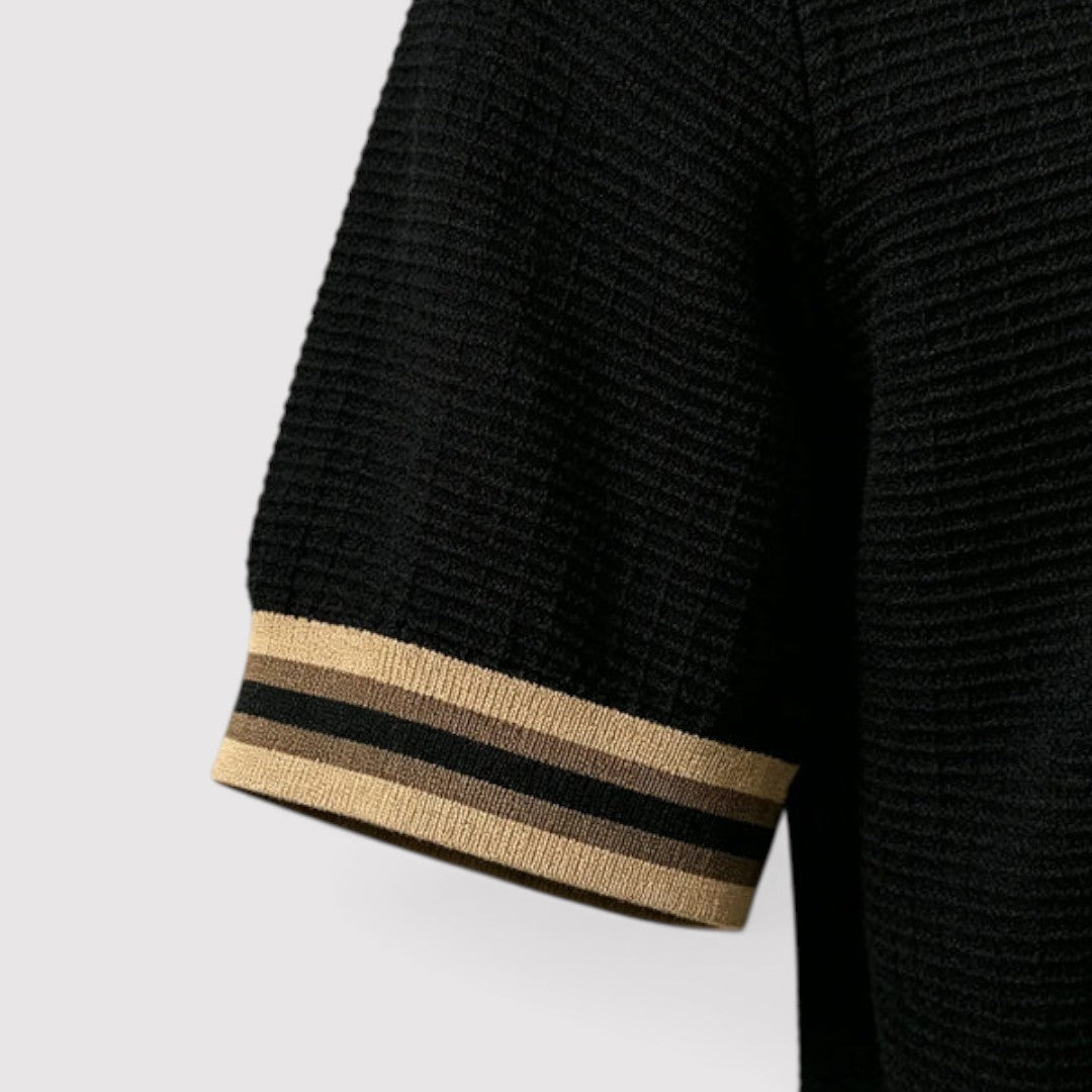 JEROEN ワッフルニットのポロシャツ