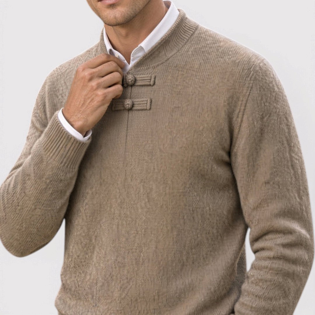 AREN 襟付きの着心地の良いクルーネックニット