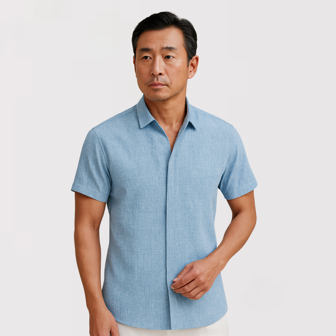 XANDER リネンブレンド半袖シャツ