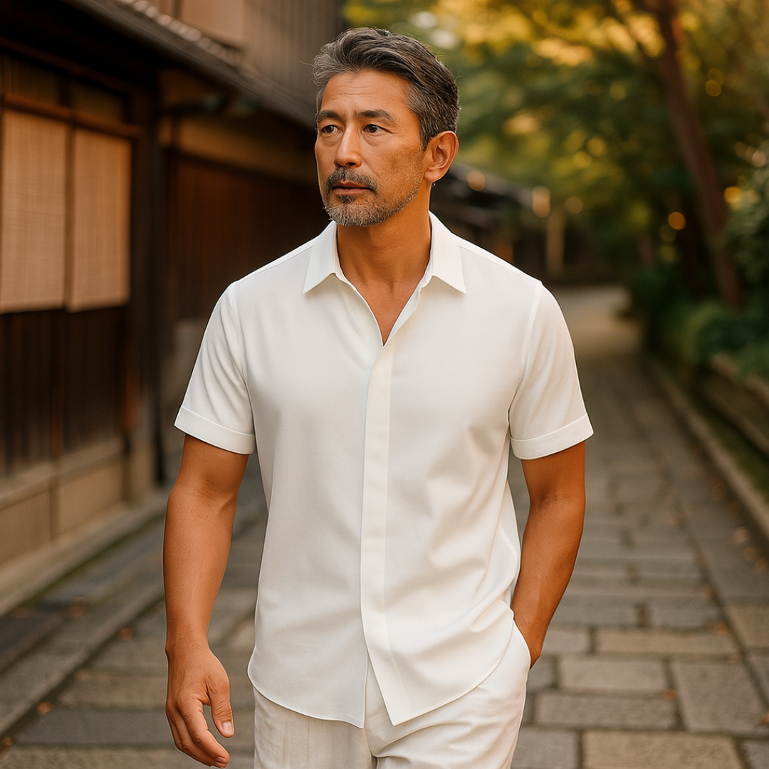 XANDER リネンブレンド半袖シャツ