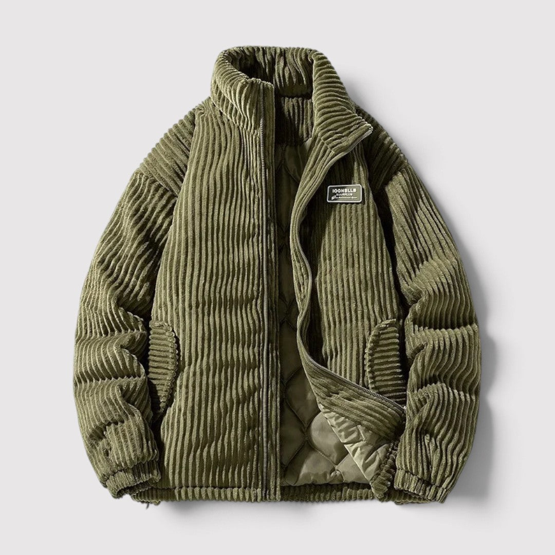 DYNAREK コーデュロイのパッド入りスタンドカラージャケット