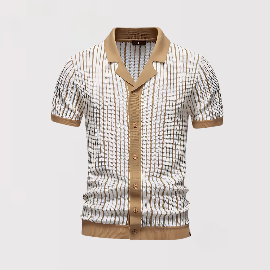 YOSHIMURA | ストライプニットポロシャツ