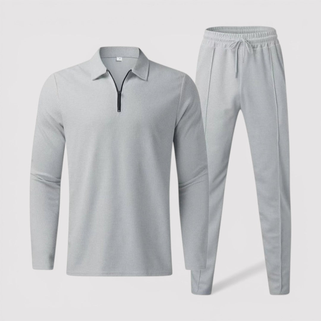 GENTRY ワッフルニットのハーフジップトップス＆パンツセット