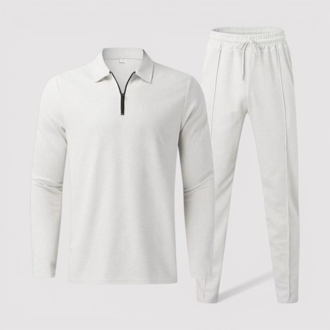 GENTRY ワッフルニットのハーフジップトップス＆パンツセット